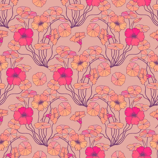 Patrón Decorativo Sin Costuras Con Flores Amapola Colores Vector Ilustración — Archivo Imágenes Vectoriales