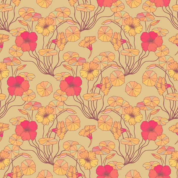 Patrón Decorativo Sin Costuras Con Flores Amapola Colores Vector Ilustración — Archivo Imágenes Vectoriales