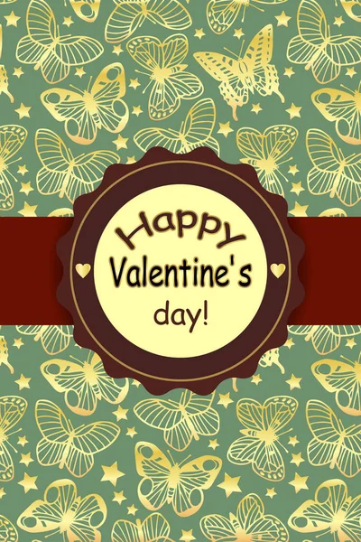 Carte Vœux Décorative Avec Texte Papillons Heureux Saint Valentin Concept — Image vectorielle