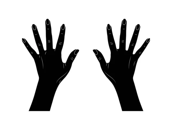 Μαύρα Χέρια Κινουμένων Σχεδίων Που Απομονώνονται Λευκό Φόντο Διάνυσμα Εικόνα — Διανυσματικό Αρχείο