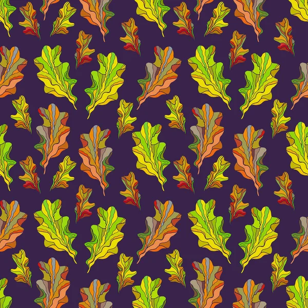 Motif Sans Couture Avec Des Feuilles Chêne Automne Tombées Colorées — Image vectorielle