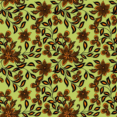 Dekoratif çiçekler pürüzsüz desen. Vektör hisse senedi çizimi E10. El çizimi.