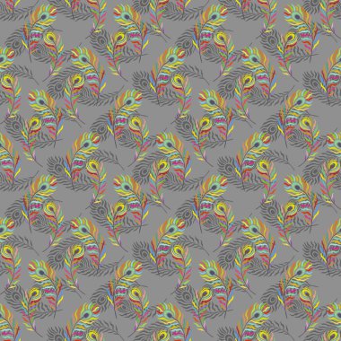 Tavuskuşu kuş tüyleri pürüzsüz desen. Vektör hisse senedi illüstrasyonu E10 