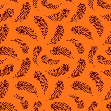 Tavuskuşu kuş tüyleri pürüzsüz desen. Vektör hisse senedi illüstrasyonu E10