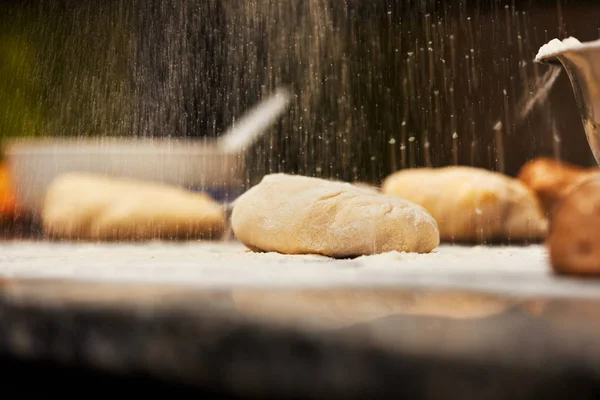 Kneading Dough Pizza Restaurant Kitchen — Stock Photo, Image