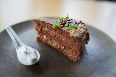 Bir dilim çikolatalı pasta.