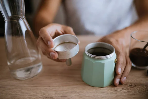 Hacer Café Una Maceta Moka — Foto de Stock