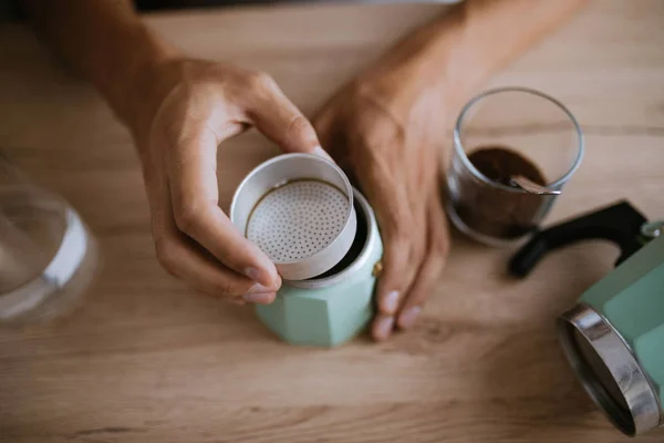 Hacer Café Una Maceta Moka — Foto de Stock