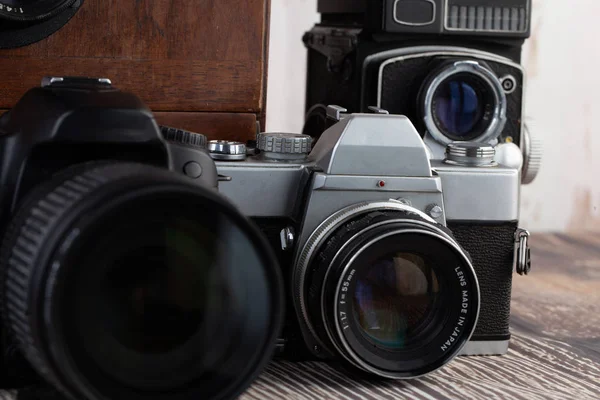 Fotoaparát Vintage Staré Školy Retro Zařízení Fotografie — Stock fotografie