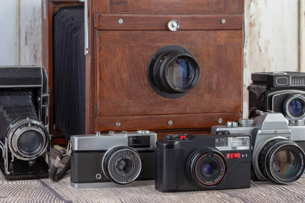 Fotoaparát Vintage Staré Školy Retro Zařízení Fotografie — Stock fotografie