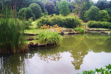 Küçük göl Villa Ventaglio parkta, Florence, İtalya