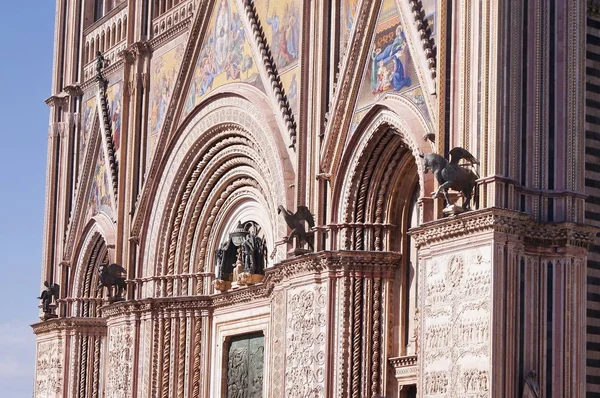 Détail Façade Cathédrale Orvieto Italie — Photo