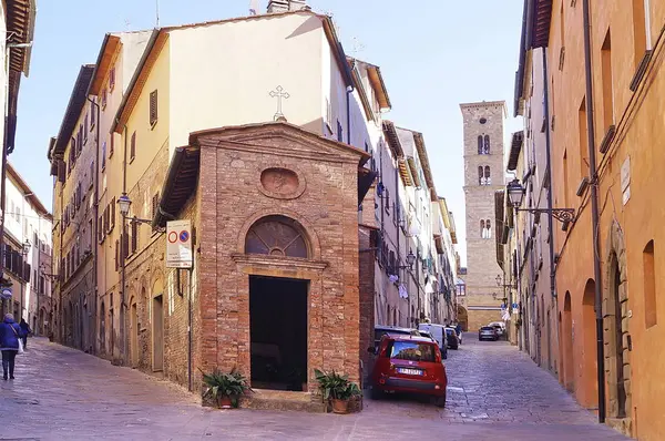 Pequena Igreja Centro Volterra Toscana Itália — Fotografia de Stock