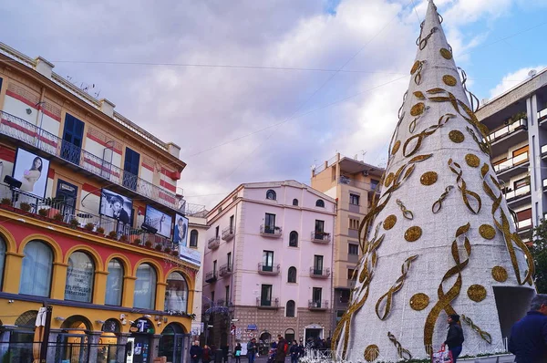 Christmas Tree Portanova Square Salerno Italy — Stock Photo, Image