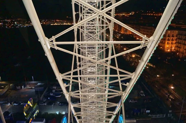 Vista Salerno Roda Gigante Noite Itália — Fotografia de Stock