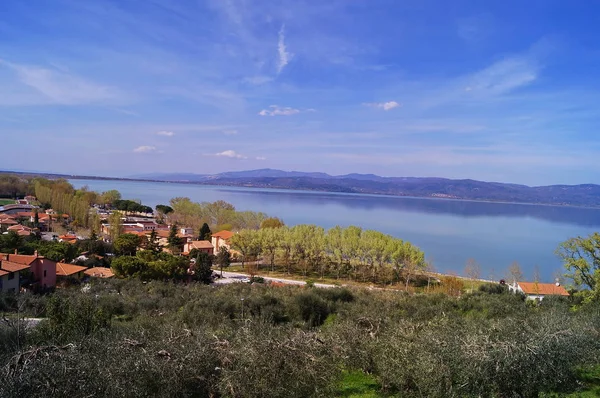 Vista Dal Lago Castiglione Del Lago Del Trasimeno Umbria Italia — Foto Stock