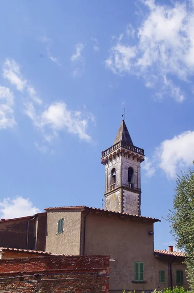 Bell Tower Holy Cross Church Vinci Tuscany Italy — Stock Photo, Image