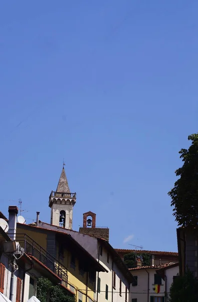 Bell Tower Holy Cross Church Tower Fortress Counts Guidi Vinci — Stock Photo, Image