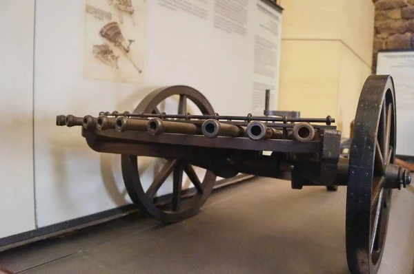 Model Multi Barreled Machine Gun Leonardo Vinci — Stock Photo, Image