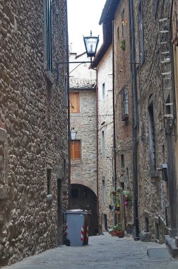 Cortona'da tipik sokak, Toskana, İtalya