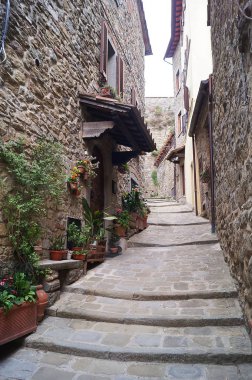 Cortona'da tipik sokak, Toskana, İtalya