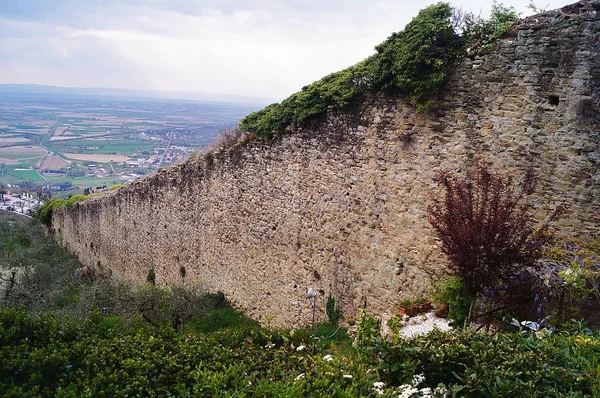 Antigas Muralhas Medievais Cortona Toscana Itália — Fotografia de Stock