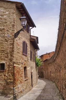 Colle Val d'Elsa'nın tipik caddesi, Toskana, İtalya