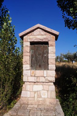 San Felice, Umbria, İtalya Manastırı 'ndaki Via Crucis İstasyonu.