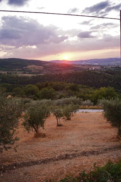 Ηλιοβασίλεμα Στη Νότια Επαρχία Της Ούμπρια Ιταλία — Φωτογραφία Αρχείου