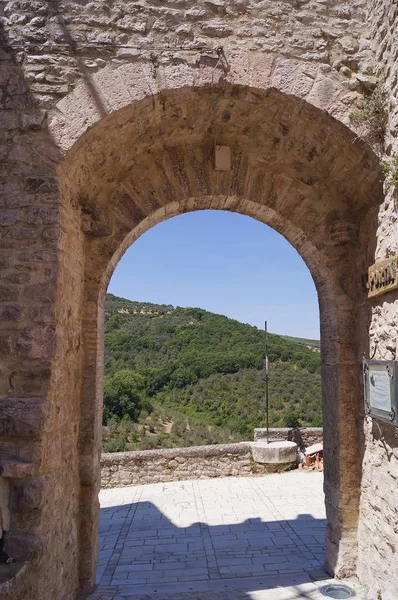 Древние Ворота Стен Кастаньола Умбрия Италия — стоковое фото