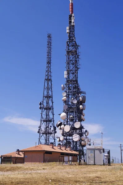 Telecommunication Antennas Top Monte Martano Umbria Italy — 스톡 사진