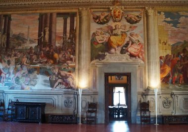 Leo X 'in Poggio a Caiano, Tuscany, İtalya' daki Villa Medici 'deki odası