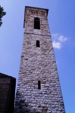 Santa Maria Del Rosario Kilisesi 'nin çan kulesi, Poggio a Caiano, Toskana, İtalya