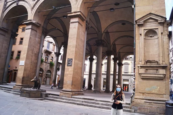 Florencie Během Pohotovosti Covid Loggia Del Porcellino Itálie — Stock fotografie