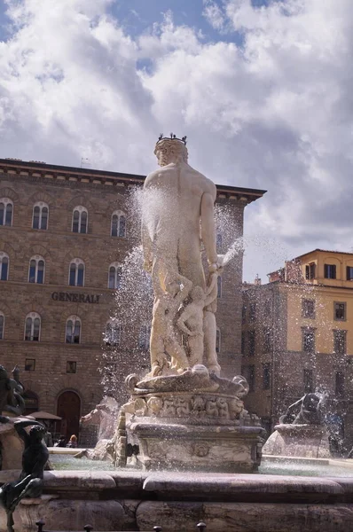 Fuente Neptuno Plaza Signoria Florencia Italia —  Fotos de Stock