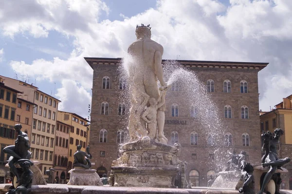 Fuente Neptuno Plaza Signoria Florencia Italia —  Fotos de Stock