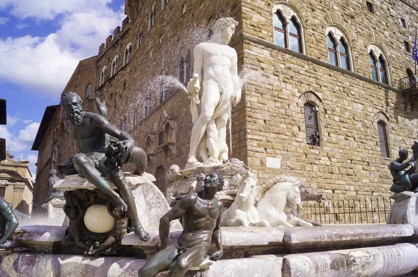 Фонтан Нептуна Площади Синьории Флоренция Италия — стоковое фото