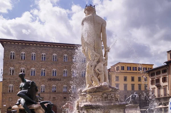 Fontänen Neptunus Signoria Torg Florens Italien — Stockfoto