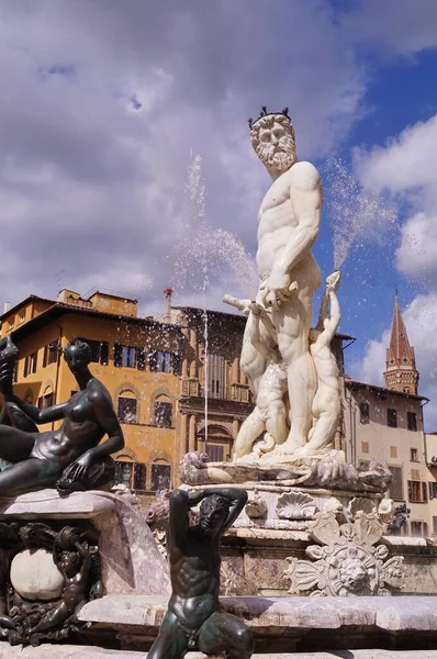 Fontana Nettuno Piazza Signoria Firenze Italia — Foto Stock