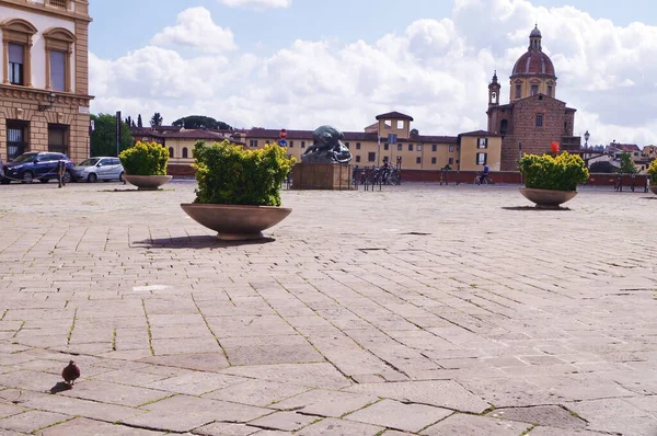 Florence Tijdens Covid Noodsituatie Ognissanti Plein Italië — Stockfoto