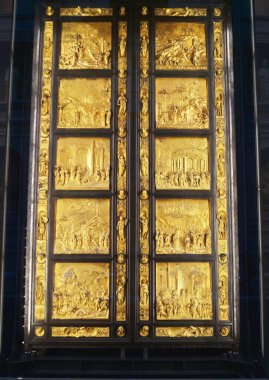 Floransa Cennetin Kapıları. Lorenzo Ghiberti 'nin vaftiz töreni. Floransa, İtalya.