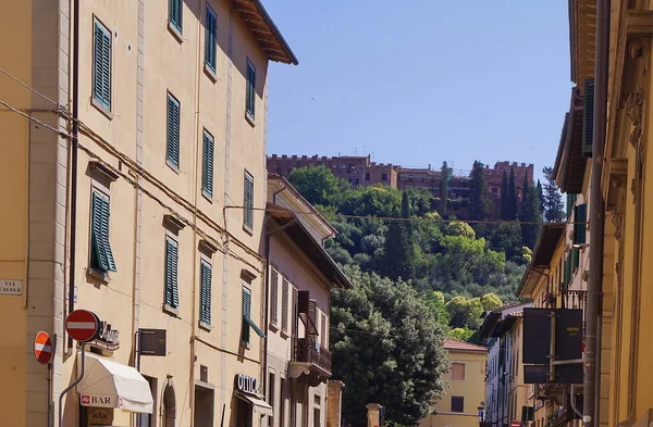 Utsikt Från Certaldo Basso Över Den Medeltida Muromgärdade Staden Toscana — Stockfoto