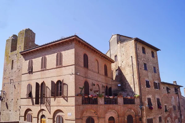 Palais Tours Dans Ancien Village Médiéval Certaldo Toscane Italie — Photo