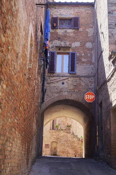 Rua Típica Antiga Vila Medieval Certaldo Toscana Itália — Fotografia de Stock