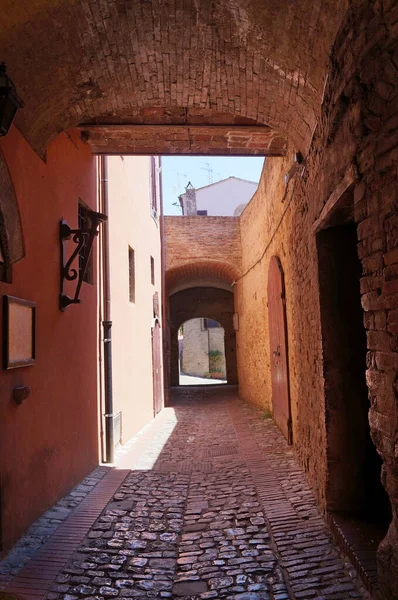 Typische Gasse Des Mittelalterlichen Dorfes Certaldo Toskana Italien — Stockfoto