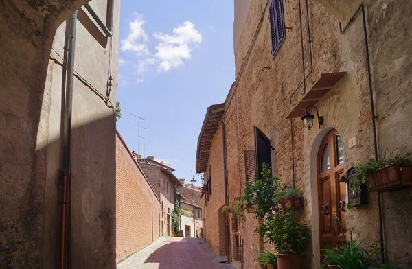 Talya Nın Certaldo Toskana Antik Ortaçağ Köyünün Tipik Caddesi — Stok fotoğraf