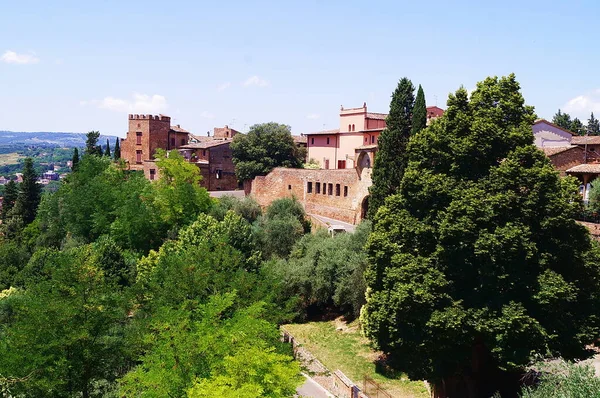 Άποψη Του Αρχαίου Μεσαιωνικού Χωριού Certaldo Τοσκάνη Ιταλία — Φωτογραφία Αρχείου