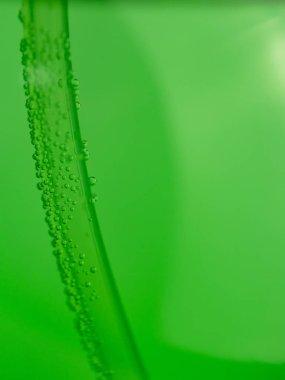 yeşil bir arka plan üzerinde su kabarcıkları