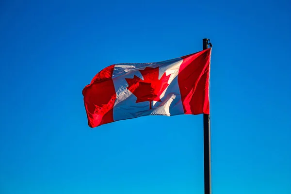Vibrante bandera canadiense en el viento — Foto de Stock