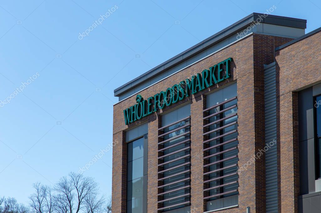The sign for Whole Foods Market grocery store at Lansdowne Park in The Glebe neighborhood of Ottawa, Ontario, Canada.